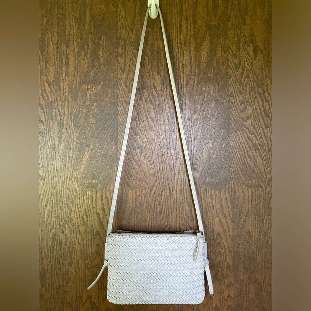 Madewell Knotted Woven Leather Crossbody Bag. Color: white, NWT